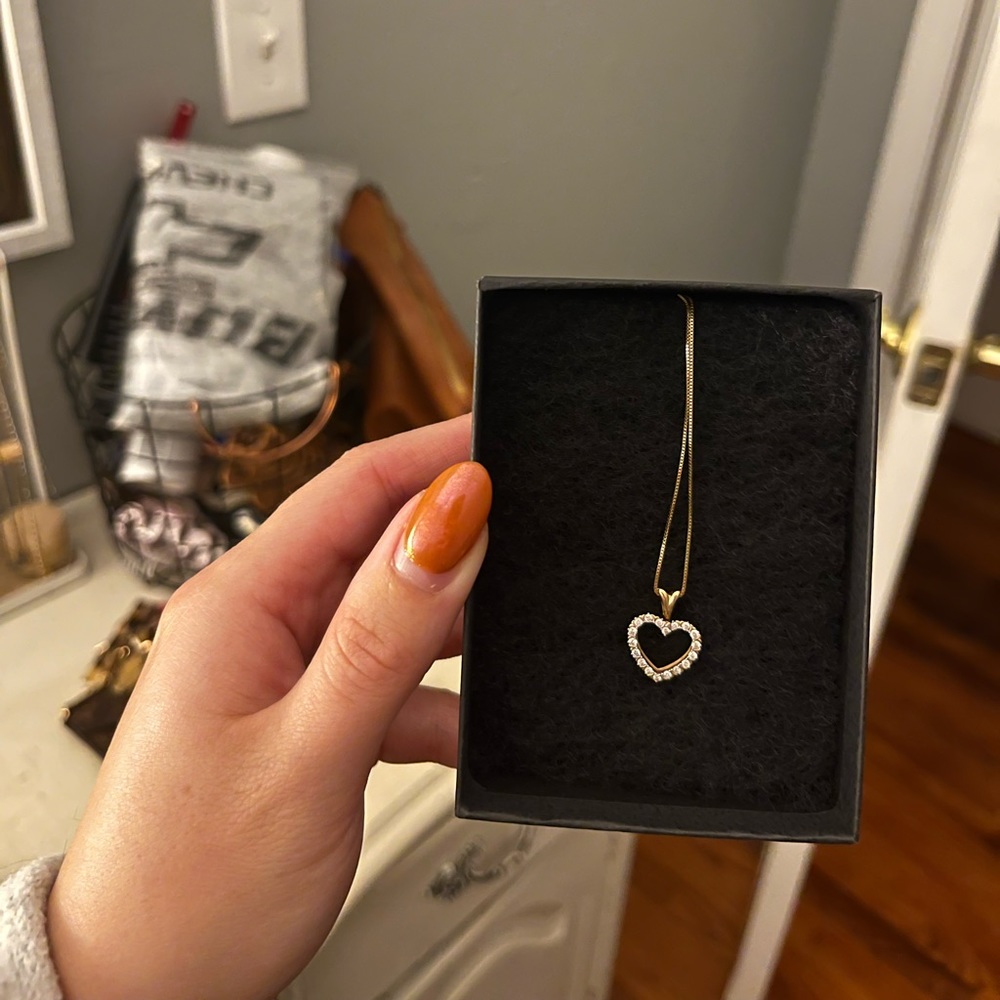 Gold diamond heart 20K necklace